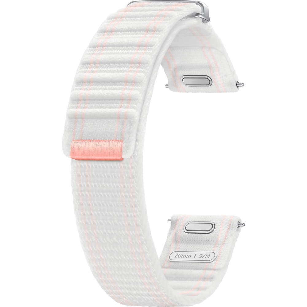 Oryginalny pasek marki Samsung z serii Fabric Band do Samsung Galaxy Watch 6, biało-różowy. Stylowa opaska na smartwatcha świetnie ozdobi Twój nadgarstek.